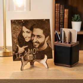 Fotograbado Laser en madera cuadrada 10x10cms