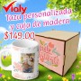 Taza Blanca Con caja de madera