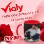 Promo San Valentin. Taza con asa y fondo rojo, personalizada.